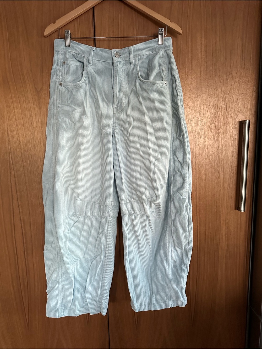 Free People Pale Blue Corduroy Wide-Leg Trousers